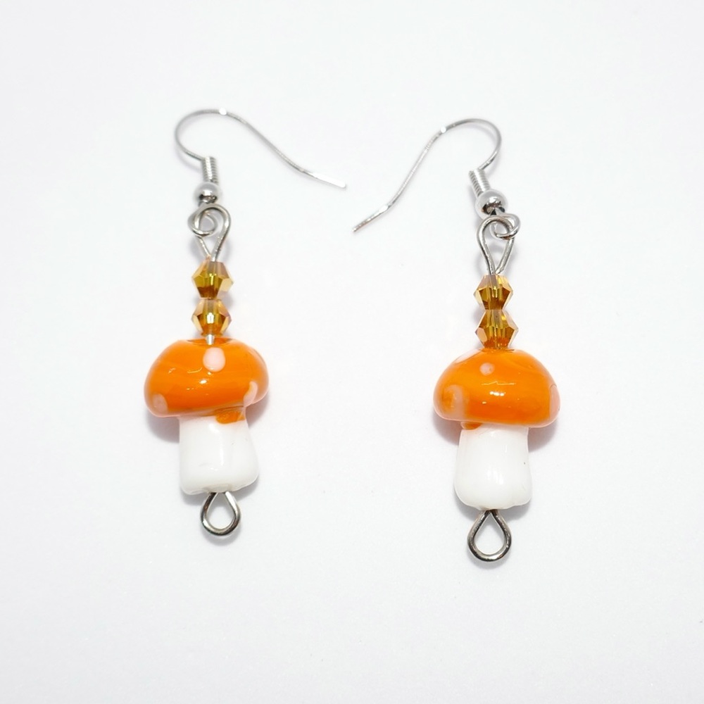 Orange Mushroom Earrings
